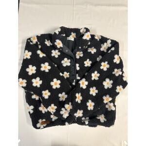 Simply Southern Long Sleeve Sweater Snap Button Womens Small Daisy Floral Teddy